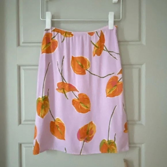 NWT Reformation Isla Skirt Luciana Purple Orange Floral Print Midi Slip Size 0 - Picture 5 of 7